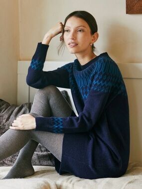 Celtic & Co. Blue Lambswool Fair Isle Yoke Dress-NWT